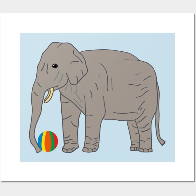 Playful Elephant with ball art Wall Art by Anke Wonder 